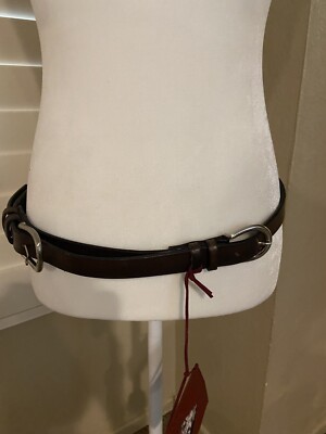 Dondup NWT Dark Brown Leather Double Buckle Belt- Size 90/US 36