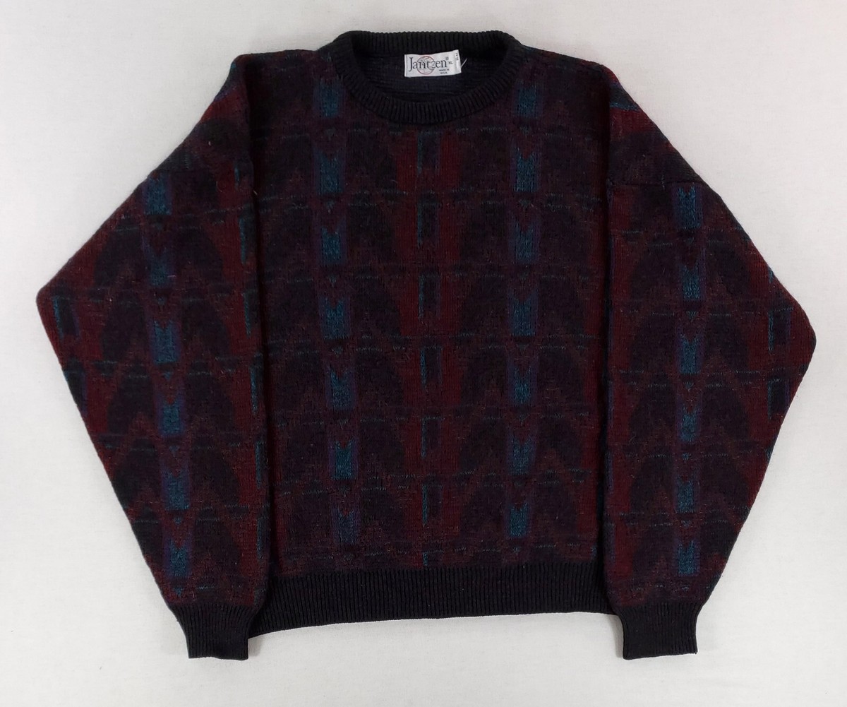 Jantzen VTG 80s 90s Made in the USA Cosby Sweater Zig Zag Pattern 