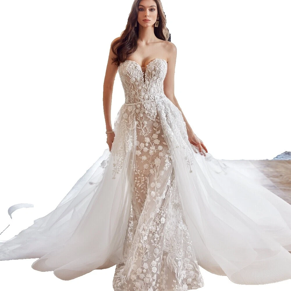 Sirena y vestidos de novia sin tirantes de Trompeta