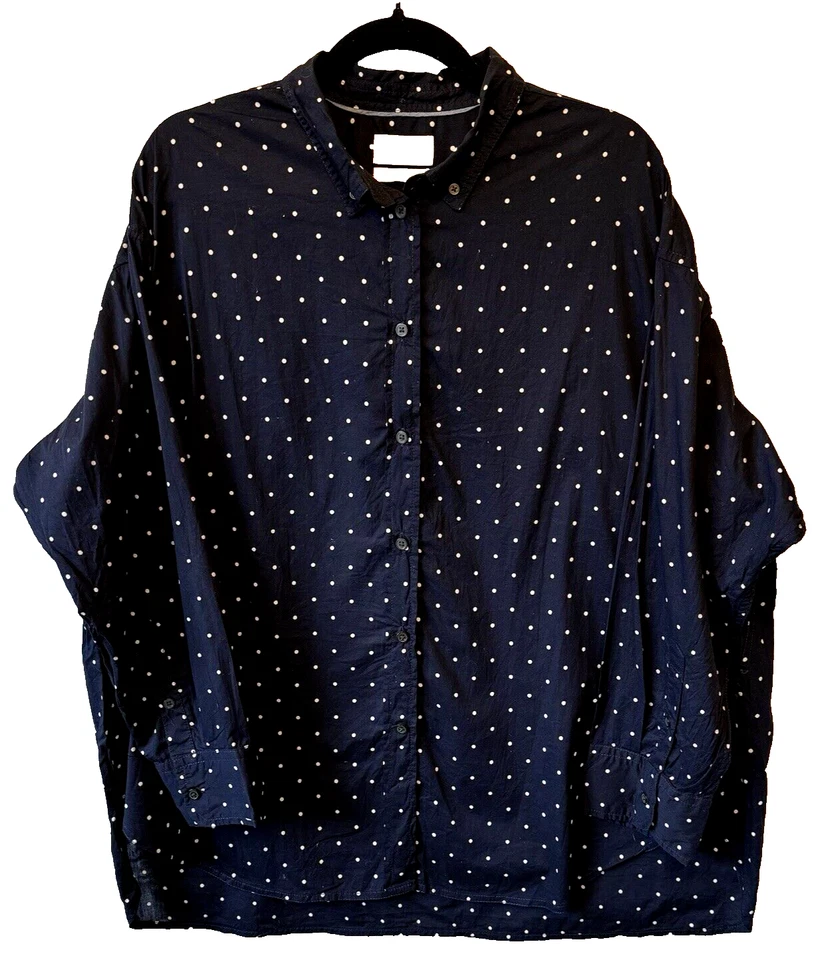 Рубашка для сна женская J Crew размер 20 синяя в горошек пижама топ карман на пуговицах - Изображение 2 из 4