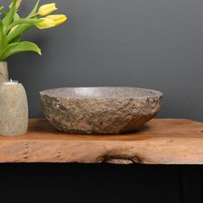 Schale aus Naturstein ca. 30 cm Dekoration Flussstein Steinschale wohnfreuden