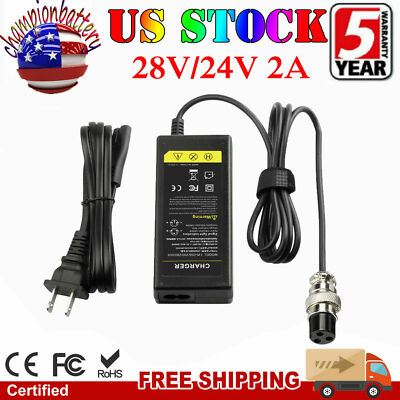 24V 2A Female 3-Pin XLR Charger for Electric Scooter Power Cord Battery Charger
