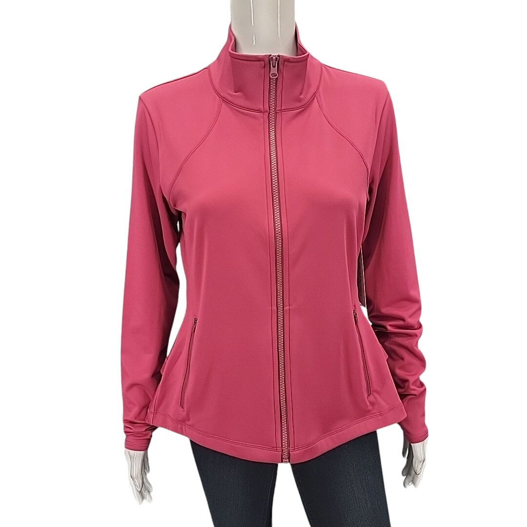 Isabella Active Wear Ruffle Back Peplum Zip Jacket Medium Size Pink with Pockets