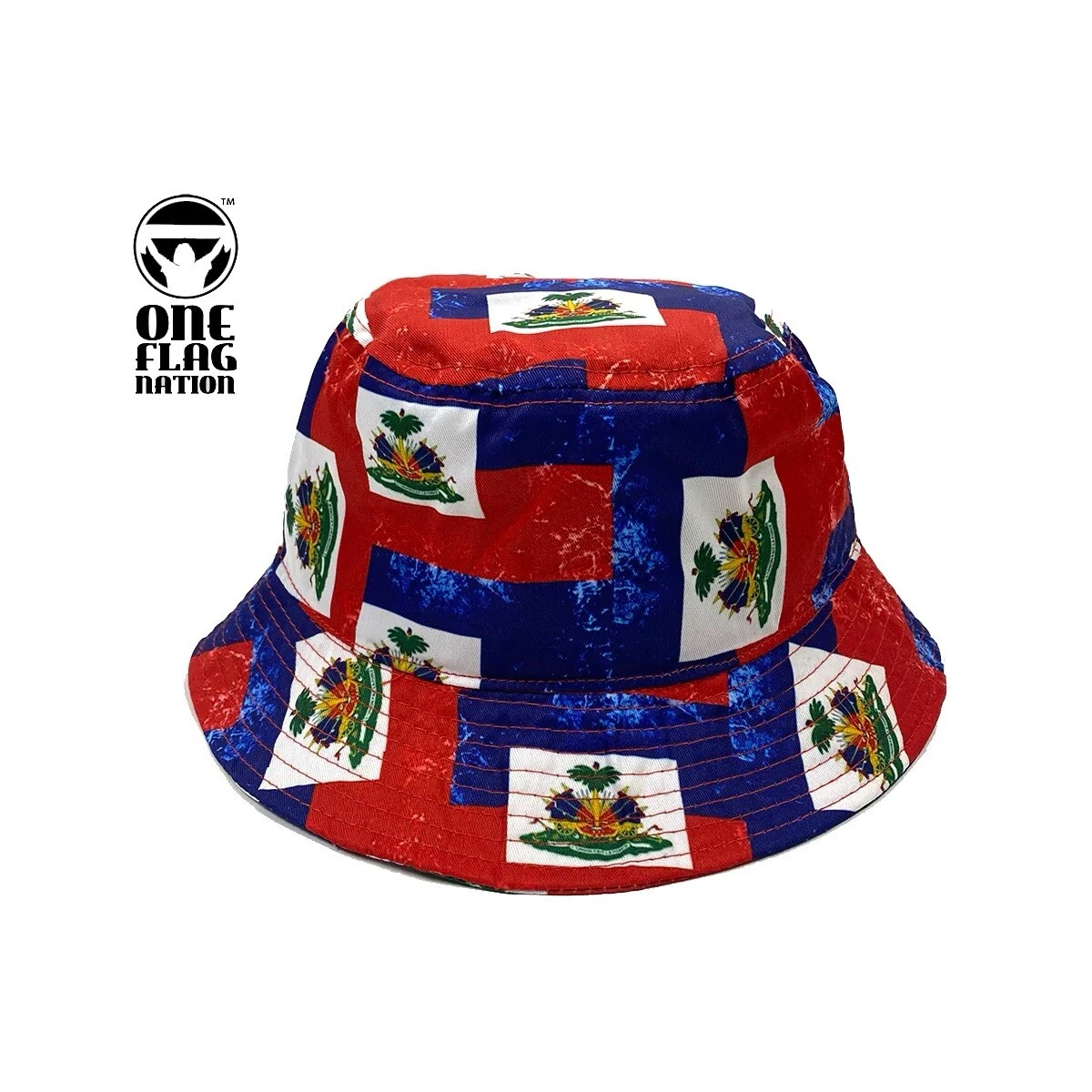 Haiti Haitian Flag bucket Hats Blue & Red adults size
