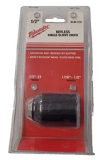 Milwaukee 48-66-1270 1/2"Cordless Keyless Drill Chuck 3/8-24 Thread 1/16-1/2 Cap