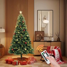 PreLit Artificial Christmas Tree 6FT/7FT with Remote Control Decorations