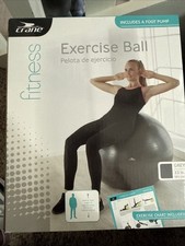 Pelota de Ejercicio Grúa Fitness 33" Gris Incluye Tabla de Ejercicios Bomba de Pie