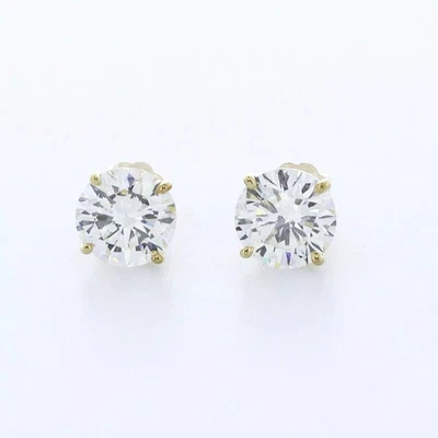 Classic Stud Earrings Solid 14K White Gold 3 Carat Round Natural Diamond H SI2 - Image 1 of 4