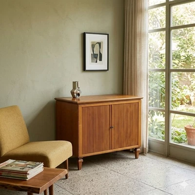 Vintage Anrichte Teck Furniert Design Italien 1950er-1960er Jahre Originell - Bild 1 von 4