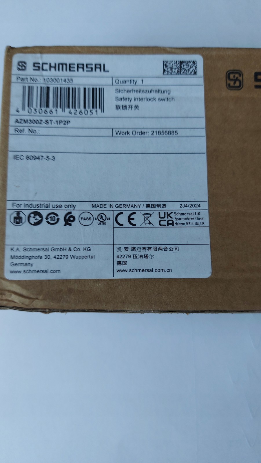Schmersal AZM300Z-ST-1P2P 103001435 Safety Interlock Switch