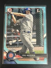 2018 Bowman 1st Draft Cole Roederer #BD-125 Sky Blue /499 Paper - Chicago Cubs !