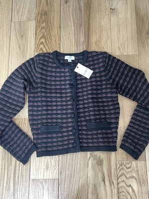 ANTHROPOLOGIE NWT Allison New York Black And Brown Striped Sweater Cardigan XS