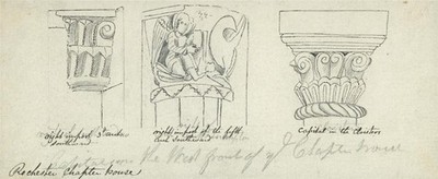 Rochester Chapter House Kent - Feder- und Tuschezeichnung - 18. Jahrhundert