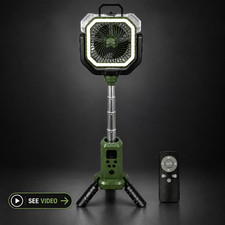 Portable Misting Fan Rechargeable Outdoor Oscillating Remote LED Timer 4 Speeds