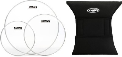 Evans G1 Clear 3-piece Tom Pack - 10/12/16 inch + Evans EQPAD Value Bundle