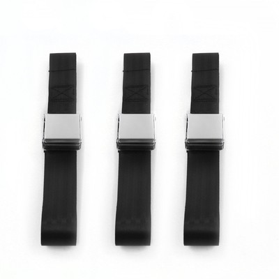 JP Cherokee 1974 - 1983 Airplane 2pt Black Lap Bench Seat Belt Kit - 3 Belts 