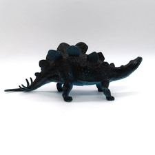Plastic Dinosaur Toy Figure Stegosaurus Blue and Black DGI 13 inch