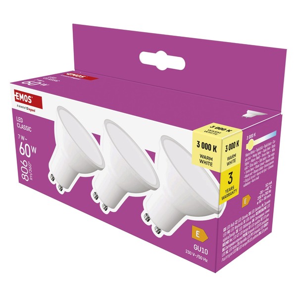 Led Spot 3Er Set MR16 GU10 7W 806Lm 3000K Warmweiß Emos Halogen Ersatz-image