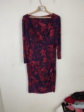 LRL Ralph Lauren Womens Dress 12 Red Floral Wrap Romantic Date Night Valentines