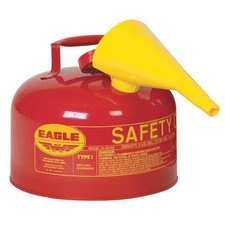 Type I Safety Can, Galvanized Steel, 2.5 gal, Self-Closing LId, Includes Funnel,