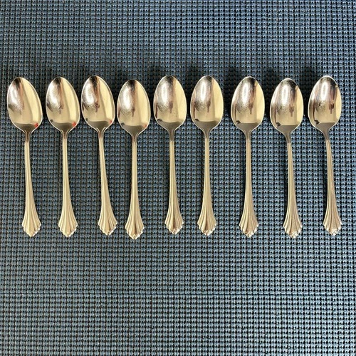 Oneida BANCROFT Set Of 9 Teaspoons 6” Stainless Holiday Replacements Or Everyday