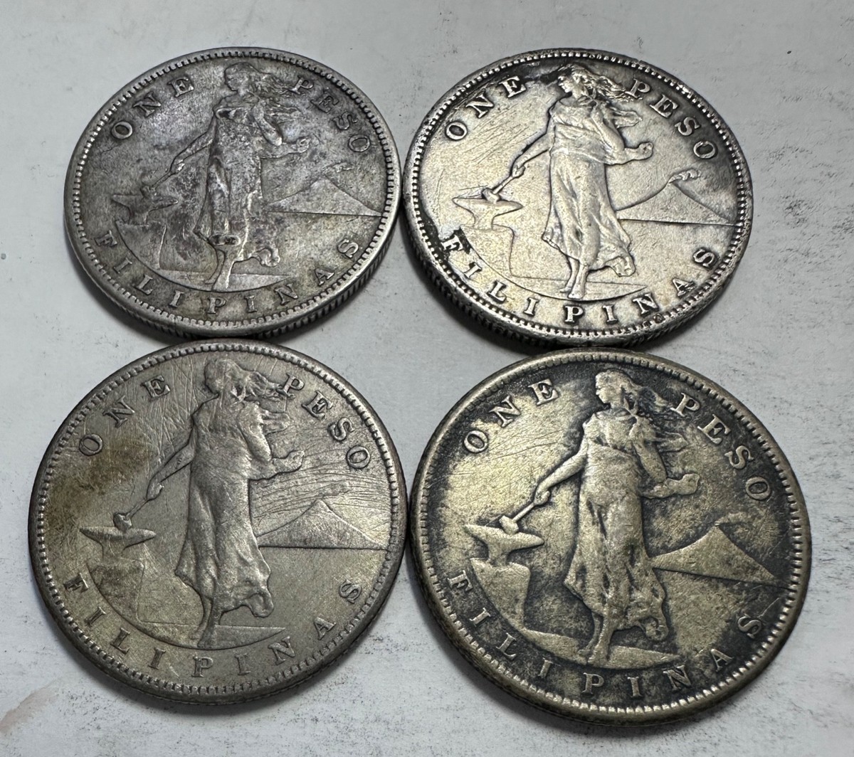 1907s US-Philippines 1 Peso Silver Coins (4pcs) - lot #16 | eBay
