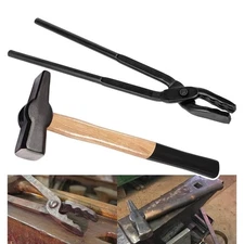 Camoo Blacksmith 15" Wolf Jaw Tongs and Sledge Hammer Tool Set New