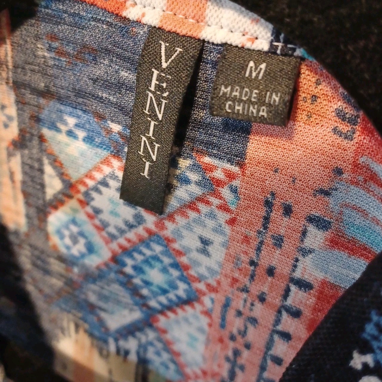 Venti Medium Abstract Patchwork Print Blouse Roll… - image 14