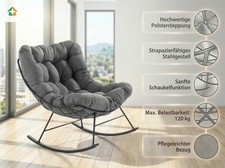 Schaukelstuhl aus Stahl mit Kissen, ca. 100 x 68 x 84 cm - Anthrazit
