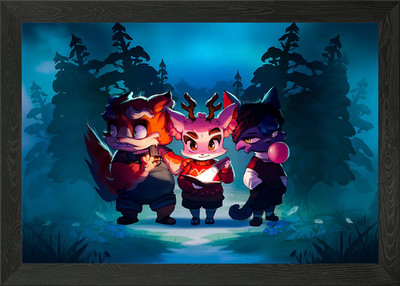 Leuchtfeuer Kiefern gerahmtes Wandbild Poster Leinwanddruck Bild