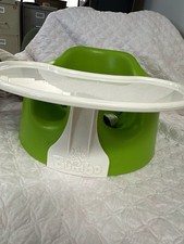 Bumbo Floor Seat with Tray Green Infant Soft Chair with Safety Straps Included