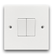 Image of Light Switch 2Gang 2way Single/Double 10AX White Plastic
