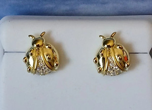 Authentic Mystical Ladybug Fortune: Amplify Good Luck with 14K Gold Plated Moissanite Stud Earrings