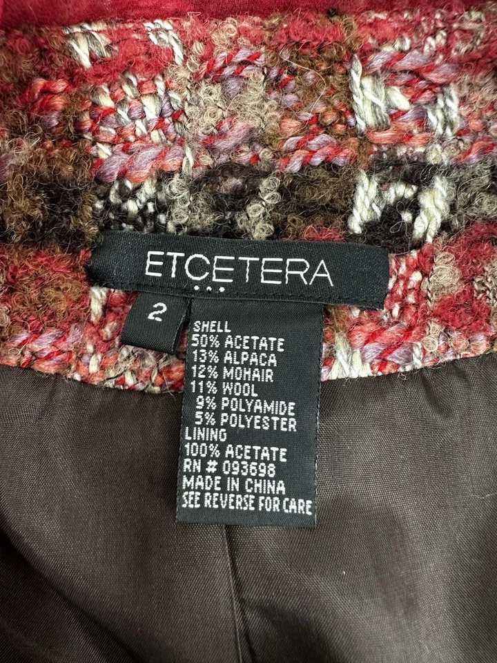 Blazer ETCETERA Rojo, Marrón Cuadros Alpaca-Mohair-Lana Tweed Talla 2 Foto 3 de 4