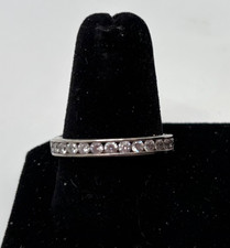 Lovely Sterling Silver 925 Channel Set CZ's Band Ring Size 8.5