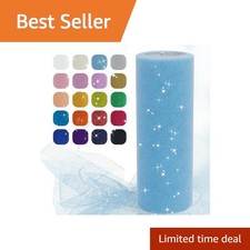 JeogYong Light Blue Glitter Tulle Roll 6 x 25 Yards