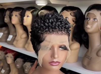 Short Black Wave Hair Lace Front Wig Pixie Cut Wig Glueless Soft Hair New