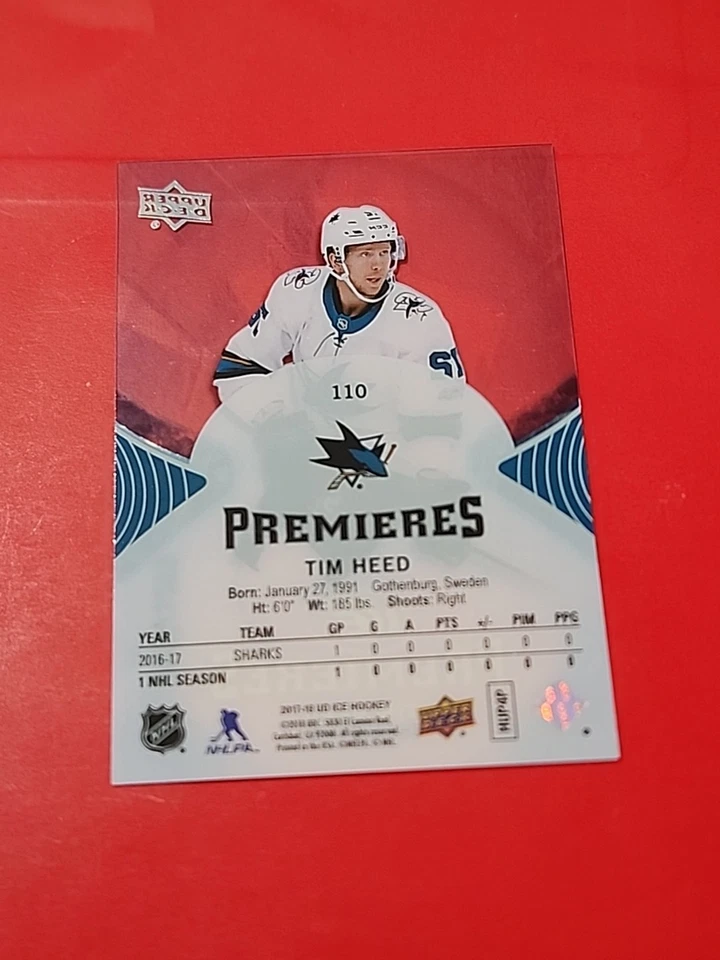 Tim Heed 2017-18 Upper Deck Ice Premieres 656/1299 San Jose Sharks #110 - Image 4 of 4