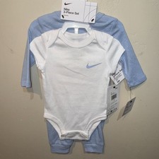 Nike Baby Boy 3 Pc Cobalt Bliss Blue White Infant Bodysuits  Leggings 3M NWT