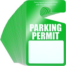 50 Pack Parking Permit Hang Tags 3x5 Inch Plastic PVC Rear View Mirror Green