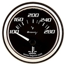 Equus Water Temperature Gauge 7262 7000 Series 100-280deg 2 In. Black Electric