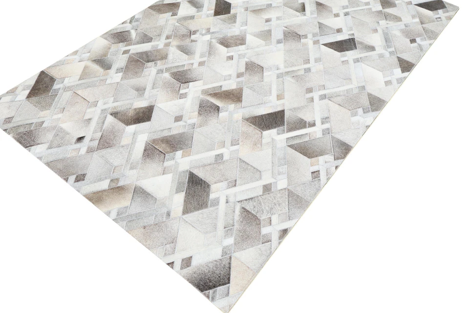 Leder Teppich Cowhide 150x240 cm echtes Rindsleder Rug Handarbeit beige braun - Bild 3 von 4