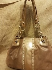 Women's Handbag Kathy Van Zeeland Studded Zippers Inside And Out