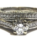 GIA 14k white gold 1.34ct round diamond engagement ring wedding band 6.7g set — photo 3