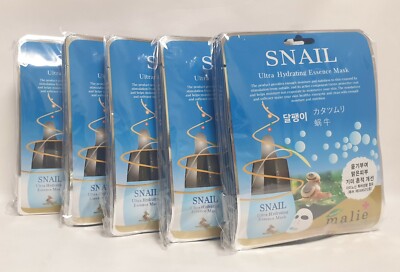 50pcs Malie SNAIL Face Mask Packs Sheet 25g Moisturizing Nourishing EXPRESS SHIP