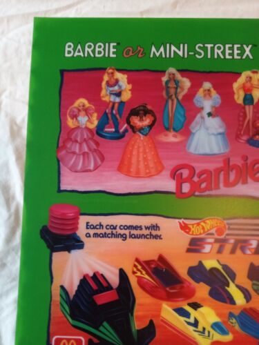 1992 Barbie Hot Wheels Mini-Streex McDonald’s Happy Meal Promo Display Sign - Picture 3 of 6
