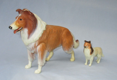 Collie Dog Figurine Toy collector Lassie Posable Lot with small rubber Kid Kore