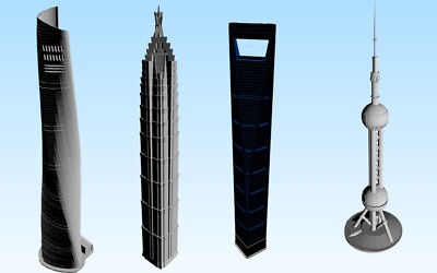  ️ Shanghai Skyline Tower Modelle - Kultiger Wolkenkratzer - Sonderfarben verfügbar