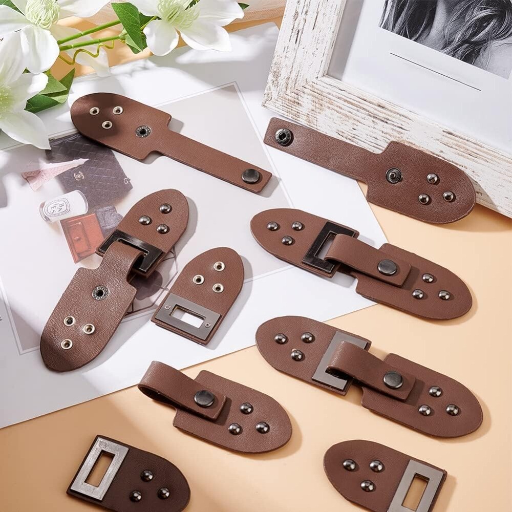 6pcs PU Leather Metal Leather Fasteners Sew On Toggles Button Jacket