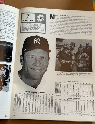 1966 N.Y. Yankees Yearbook - Mickey Mantle - EX ! - Picture 2 of 4
